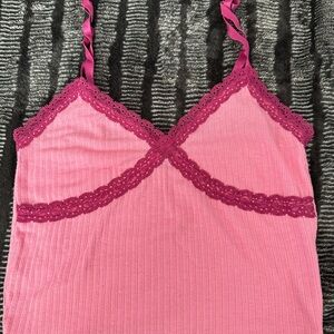 Wild Fable Pink Ribbed Cami with Lace